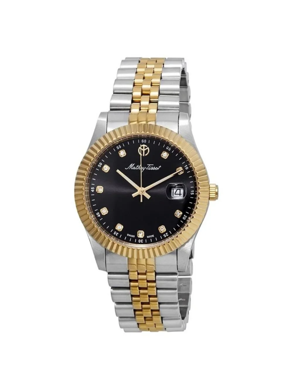 NWT Mathey-Tissot Rolly III Crystal Black Dial Men's Watch